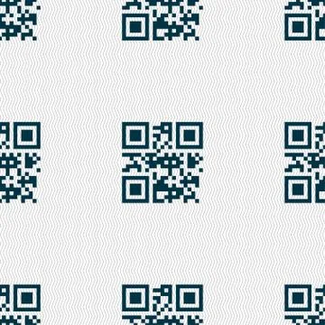 Qr code icon sign. Seamless pattern with geometric texture. Vector Stock Illustration