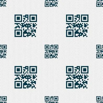 Qr code icon sign. Seamless pattern with geometric texture. Stock Illustration