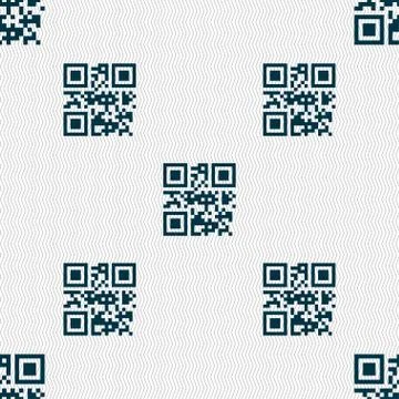 Qr code icon sign. Seamless pattern with geometric texture. Illustrazione stock