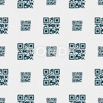 Qr code icon sign. Seamless pattern with geometric texture. Stockillustratie