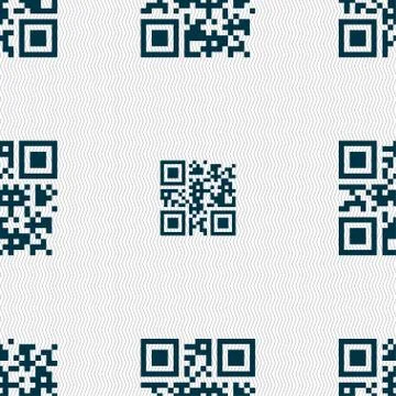 Qr code icon sign. Seamless pattern with geometric texture. Illustrazione stock