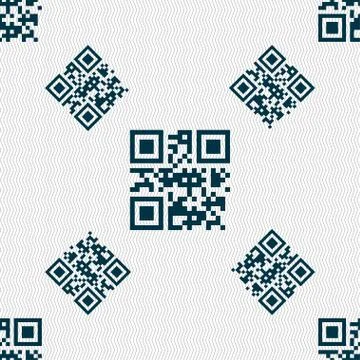 Qr code icon sign. Seamless pattern with geometric texture. 스톡 일러스트