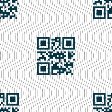 Qr code icon sign. Seamless pattern with geometric texture. Illustrazione stock