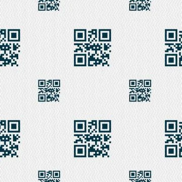 Qr code icon sign. Seamless pattern with geometric texture. イラスト素材