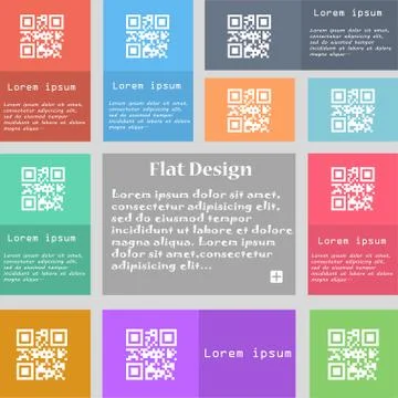 Qr code icon sign. Set of multicolored buttons with space for text. Vector Stock-Illustration