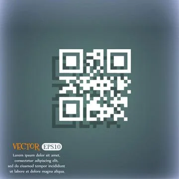 Qr code icon symbol on the blue-green abstract background with shadow and spa Stock Illustration