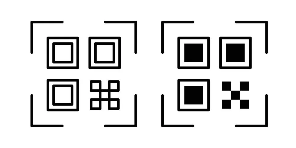 QR code icon thin line and clipart style vector set Illustrazione stock