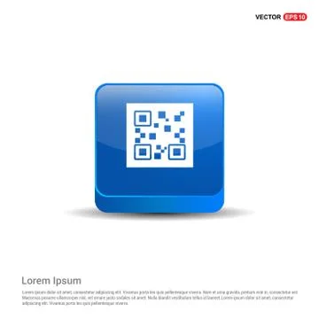 Qr code icons - 3d Blue Button 스톡 일러스트
