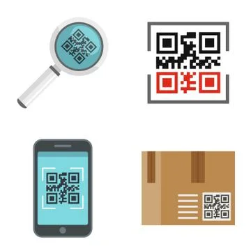 QR code icons set, flat style Illustrazione stock