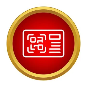 Qr code identification card icon in red circle Illustration