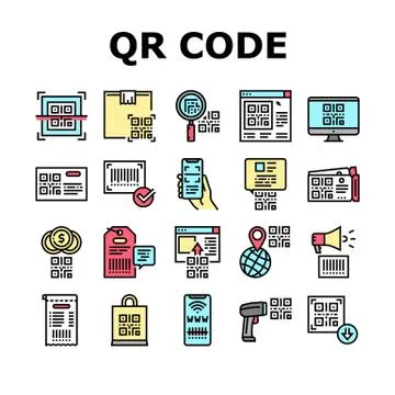 Qr Code Identification Collection Icons Set Vector Stock Illustration