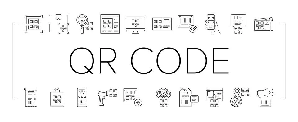 Qr Code Identification Collection Icons Set Vector . Illustrazione stock