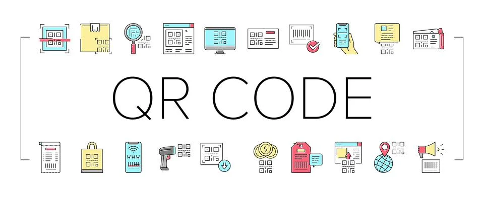 Qr Code Identification Collection Icons Set Vector . Stock-Illustration