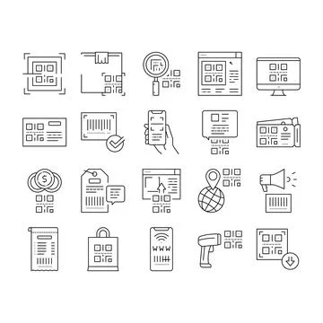 Qr Code Identification Collection Icons Set Vector . Illustrazione stock