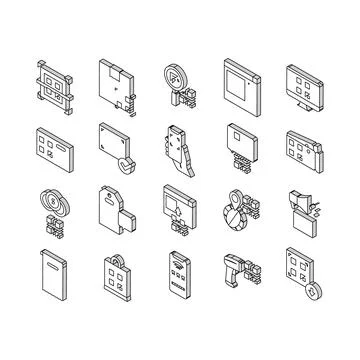 Qr Code Identification Collection isometric icons set vector 스톡 일러스트
