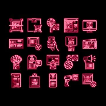 Qr Code Identification neon glow icon illustration Illustrazione stock