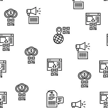 Qr Code Identification Vector Seamless Pattern Illustrazione stock