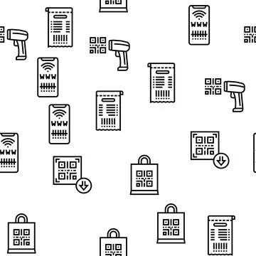 Qr Code Identification Vector Seamless Pattern Illustrazione stock