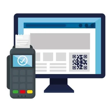 Qr code inside computer and dataphone vector design Stock-Illustration