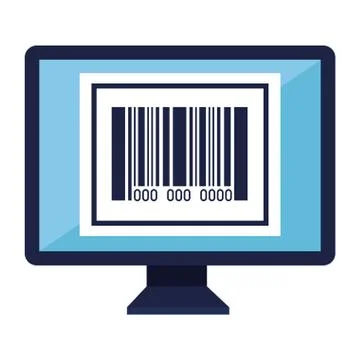 Qr code inside computer vector design 스톡 일러스트