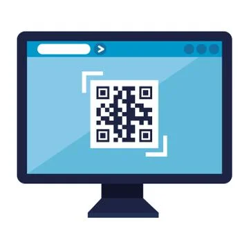 Qr code inside computer vector design Illustrazione stock