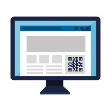 Qr code inside computer vector design 스톡 일러스트