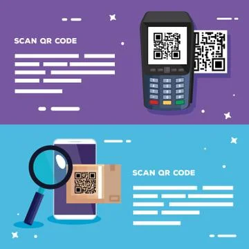 Qr code inside dataphone and smartphone vector design Stock-Illustration