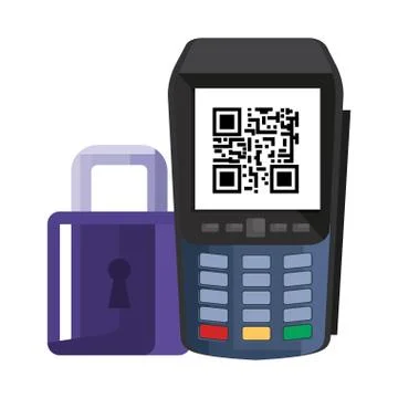 Qr code inside dataphone vector design Stock Illustration