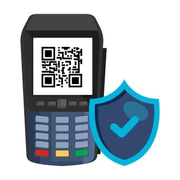 Qr code inside dataphone vector design 스톡 일러스트