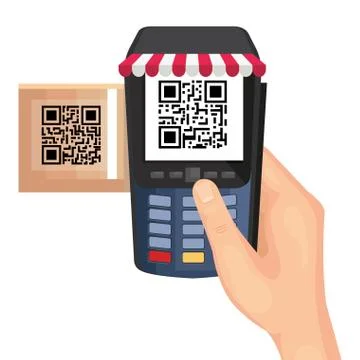 Qr code inside dataphone vector design Stock Illustration