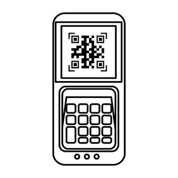 Qr code inside dataphone vector design イラスト素材