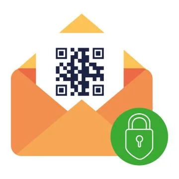 Qr code inside envelope and padlock vector design Stock-Illustration