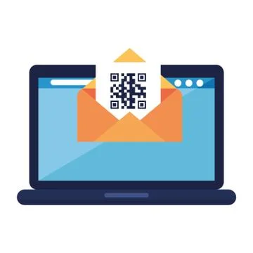 Qr code inside envelope and laptop vector design 스톡 일러스트