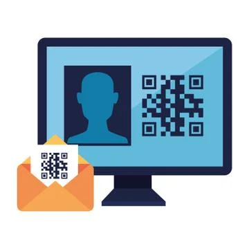 Qr code inside envelope and computer vector design Stock-Illustration