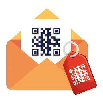 Qr code inside envelope and label vector design Stock Illustration