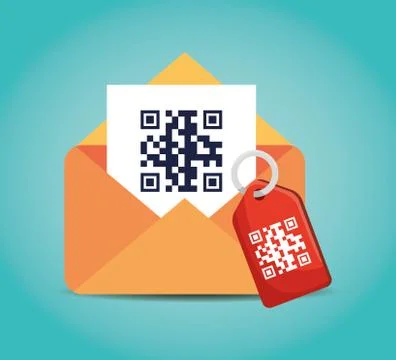 Qr code inside envelope and label vector design Stock-Illustration