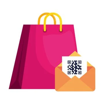 Qr code inside envelope and bag vector design Stock Illustration