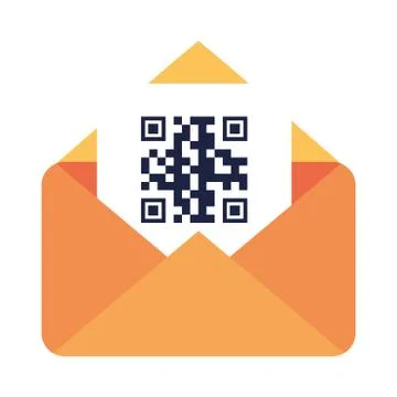 Qr code inside envelope vector design Illustrazione stock