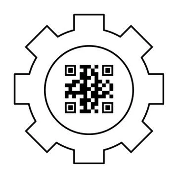 Qr code inside gear vector design 스톡 일러스트