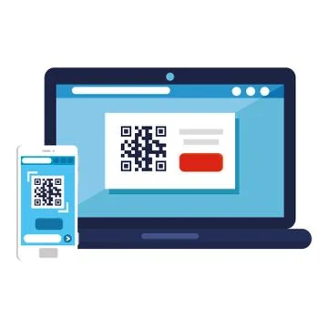 Qr code inside laptop and smartphone vector design Stock Illustration