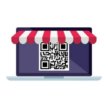 Qr code inside laptop vector design Stock Illustration