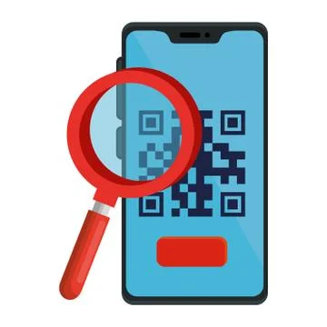 Qr code inside smartphone and lupe vector design 스톡 일러스트