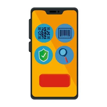 Qr code inside smartphone and icons vector design 스톡 일러스트