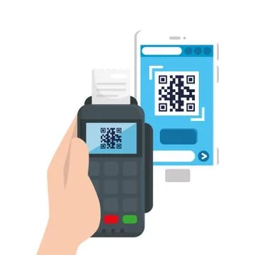 Qr code inside smartphone and dataphone vector design Stock-Illustration
