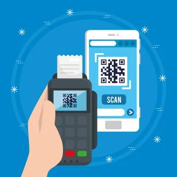 Qr code inside smartphone and dataphone vector design Illustrazione stock