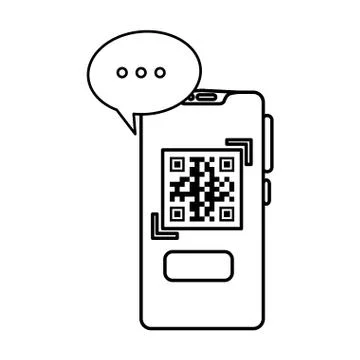 Qr code inside smartphone and bubble vector design Illustrazione stock