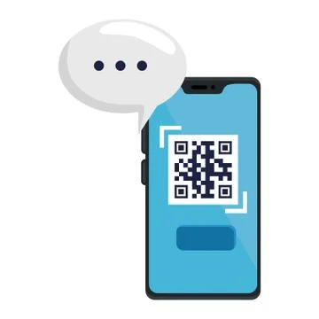 Qr code inside smartphone and bubble vector design Stock-Illustration