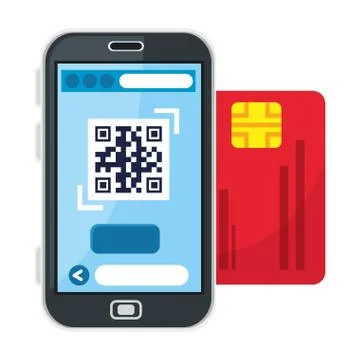 Qr code inside smartphone and credit card vector design Stock-Illustration