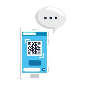 Qr code inside smartphone and bubble vector design Stock Illustration