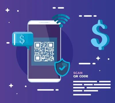 Qr code inside smartphone vector design Illustrazione stock